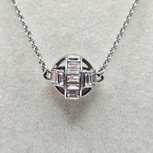 VINTAGE Carolee Silver Tone Glass Rhinestone 3D Sphere Ball Necklace Signed